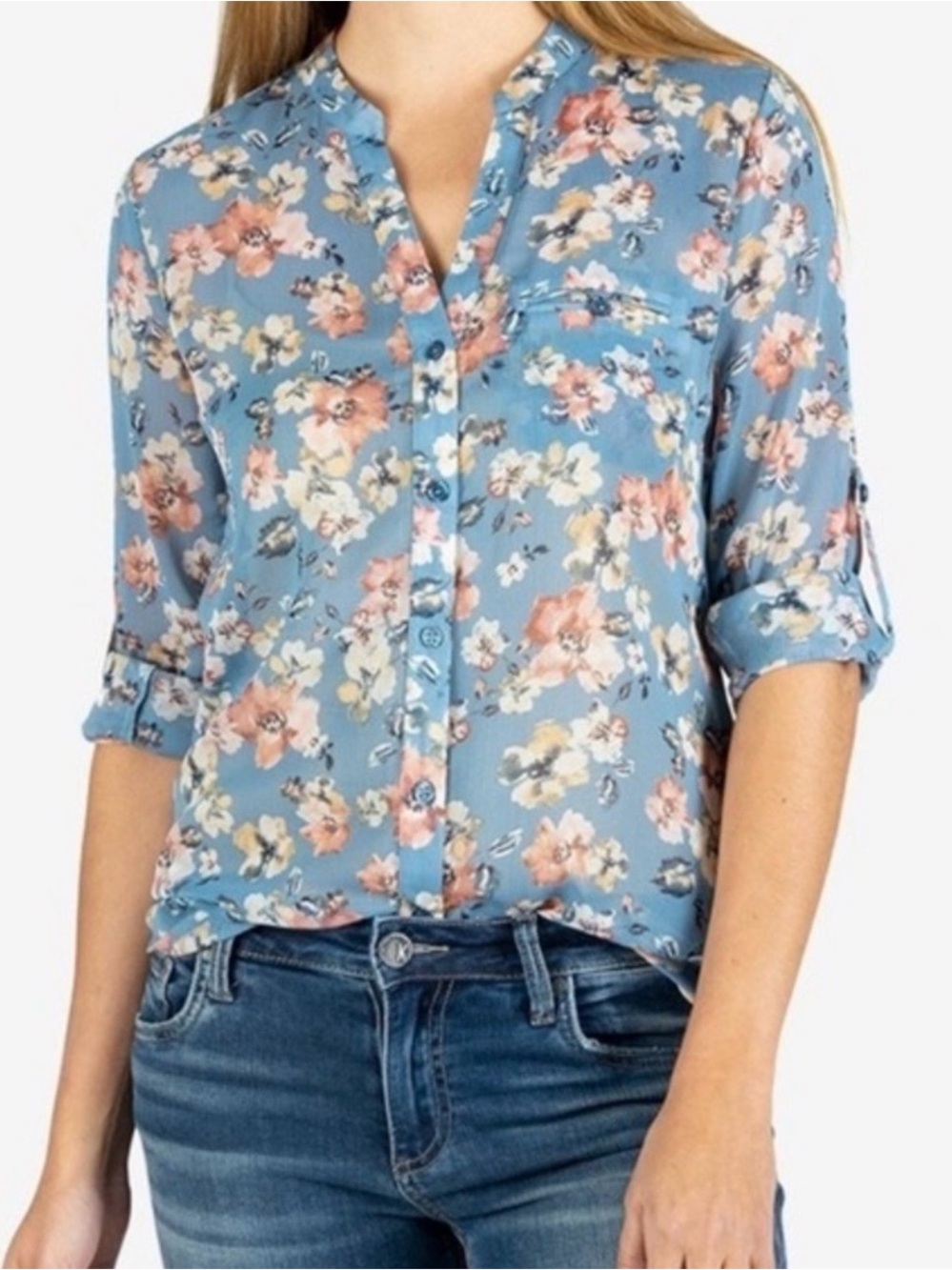 NWT Kut From the Kloth Floral Jasmine Blouse Size Large